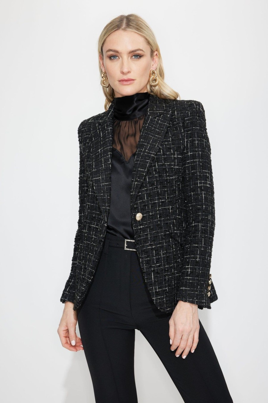 Women Generation Love Blazers | Hannah Tweed Blazer Black/White