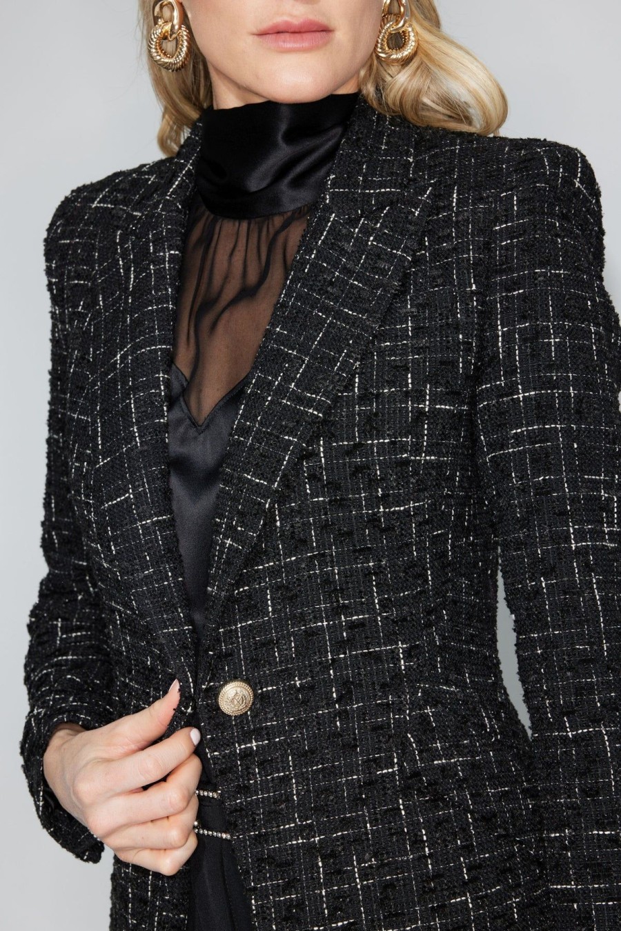 Women Generation Love Blazers | Hannah Tweed Blazer Black/White