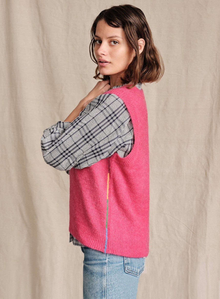 Women Sundry Sweaters | Rainbow Stitch Vest Honeysuckle