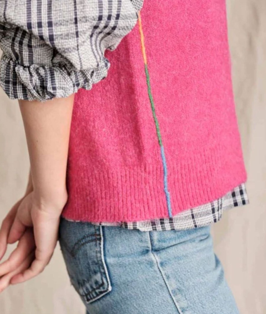 Women Sundry Sweaters | Rainbow Stitch Vest Honeysuckle