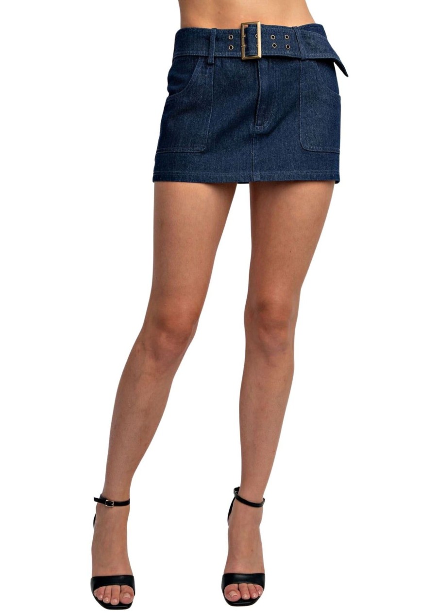 Women Kendall Lane Skirts | Izzy Mini Skirt Denim Blue