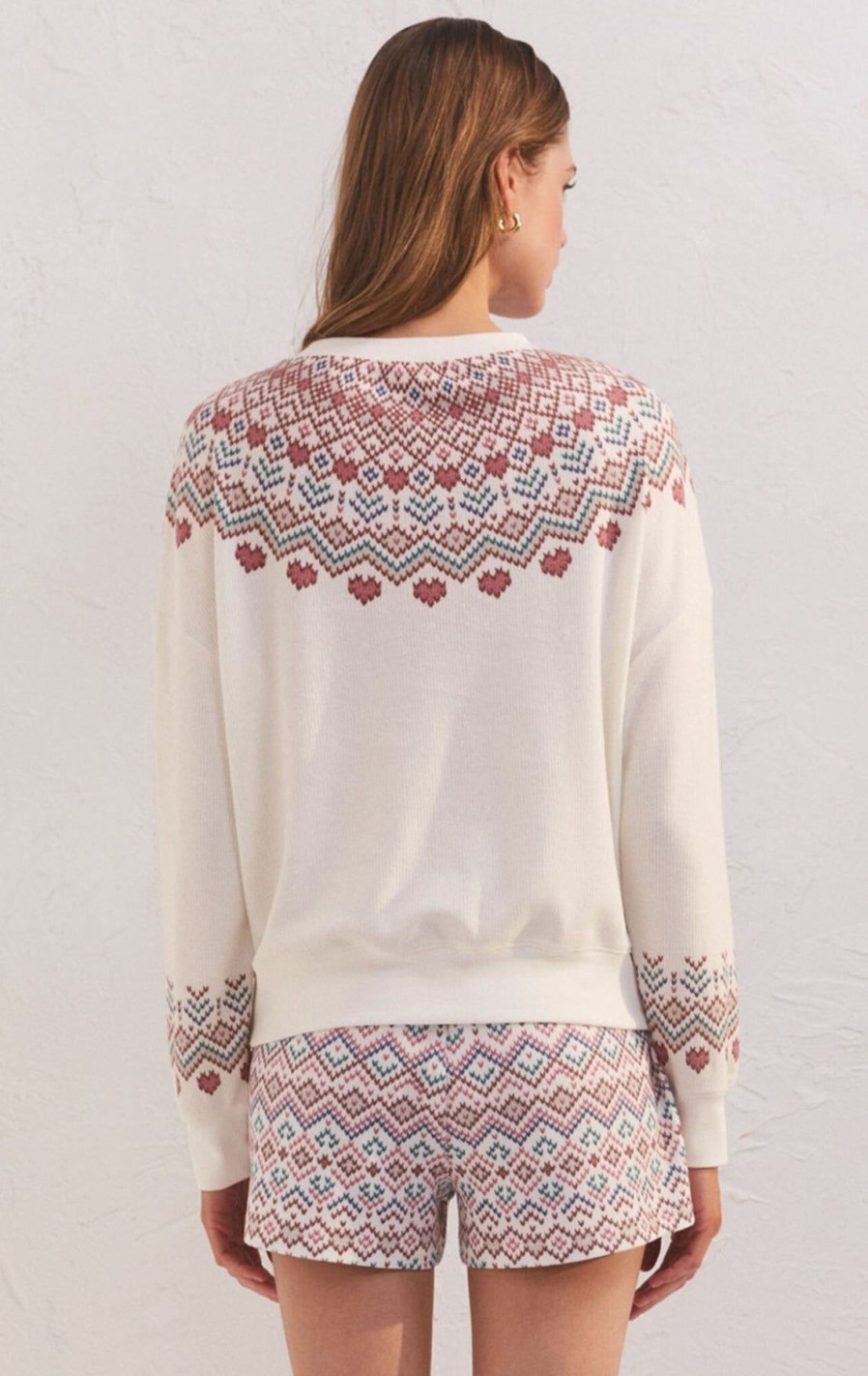 Women Z Supply | Getaway Fair Isle Long Sleeve Top Bone