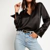 Women NATION LTD Shirts & Blouses | Ella Cut Away Henley Black