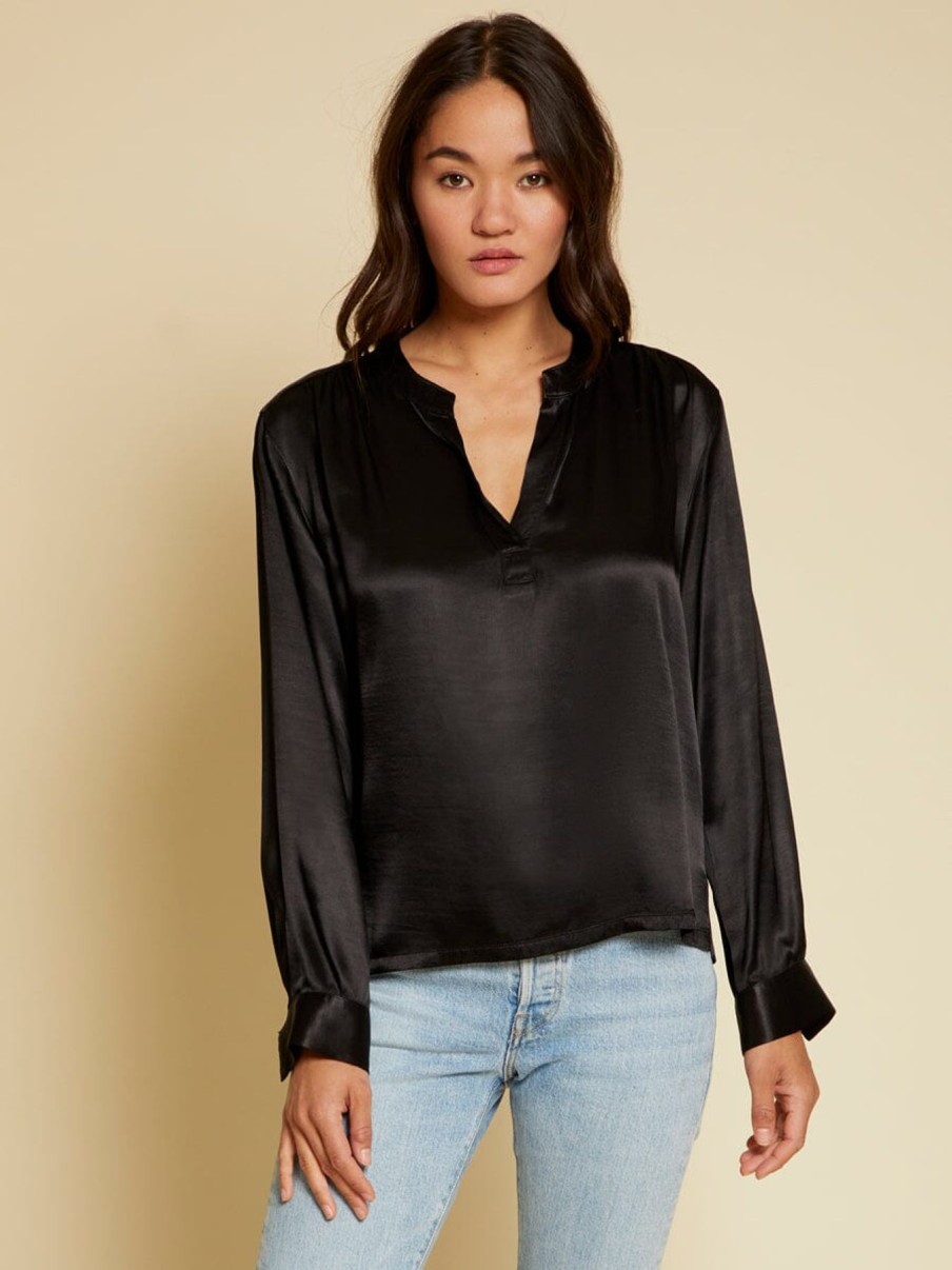 Women NATION LTD Shirts & Blouses | Ella Cut Away Henley Black