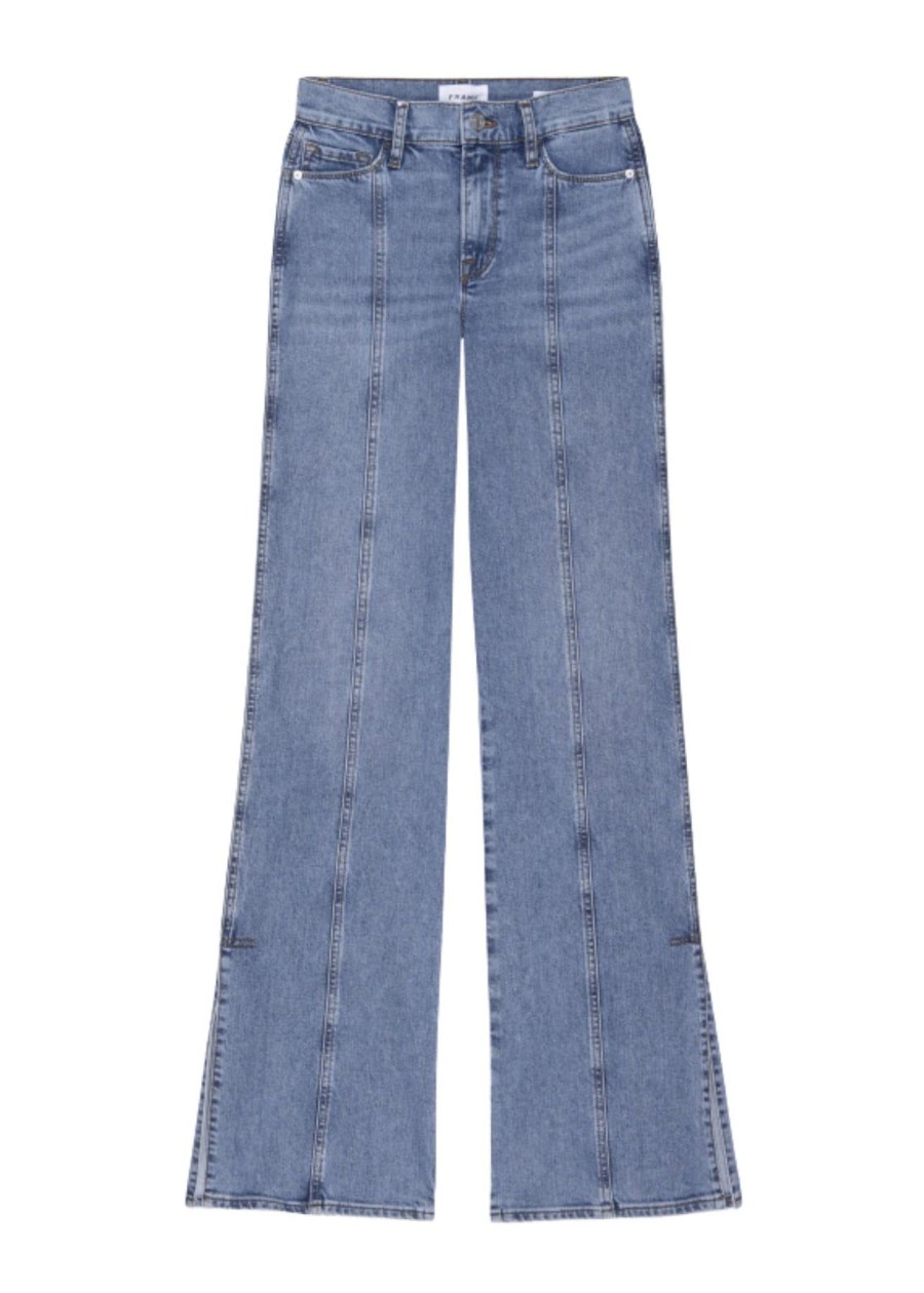 Women FRAME Denim | Pixie Le Slim Palazzo Side Slit Jeans Gloomy Skies