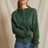 Women Perfect White Tee | Tyra Fleece 1/4 Zip Pullover Evergreen