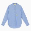 Women Kerri Rosenthal Shirts & Blouses | Mia Shirt Ruffles Lunar Blue