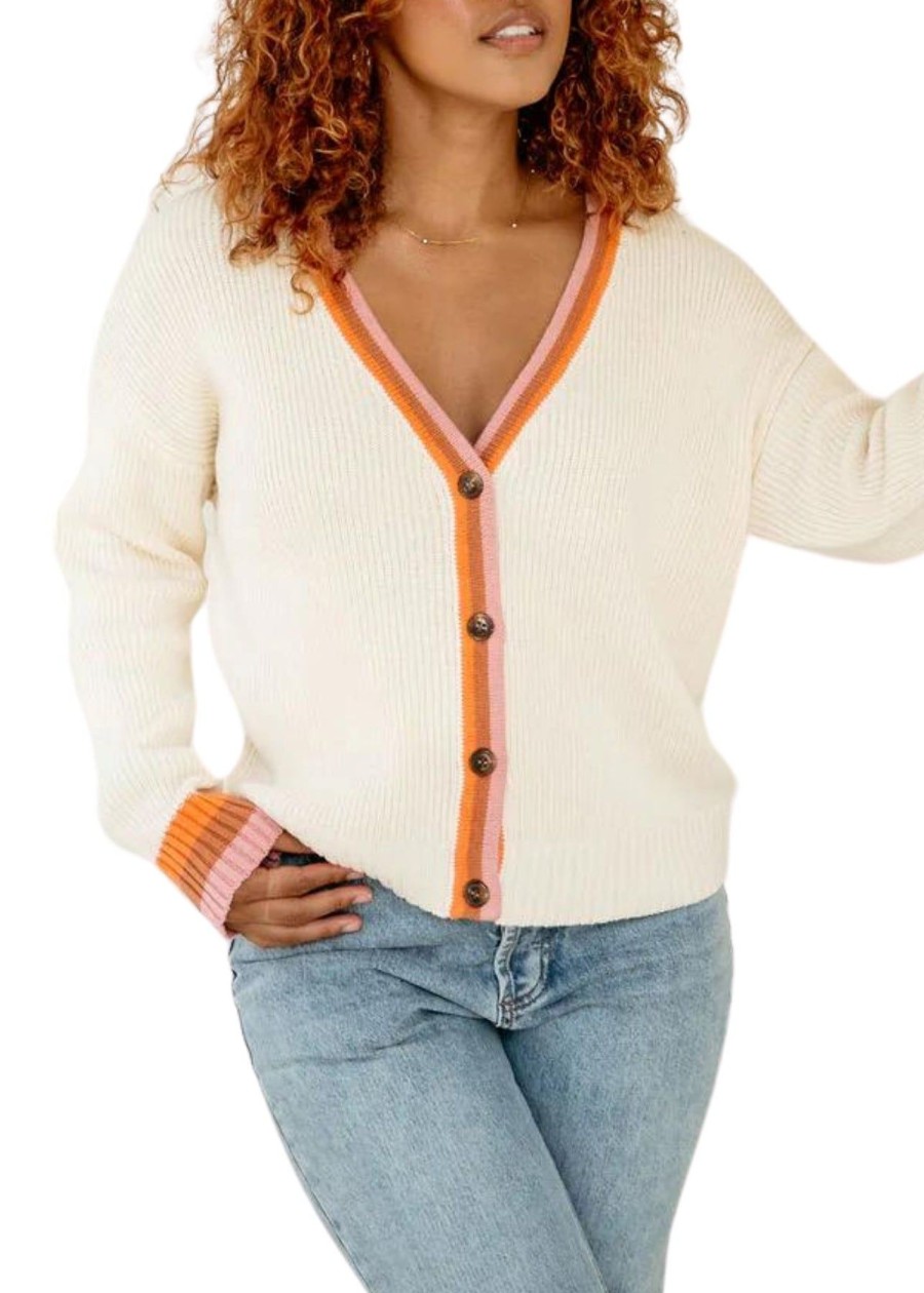 Women Kendall Lane Sweaters | Heidi Cardi Cream Multi