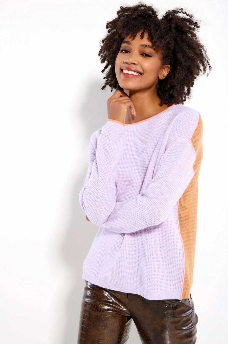 Women Lisa Todd Sweaters | The Contrast Sweater Purple Passion/Bourbon