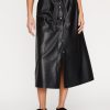 Women Brochu Walker Skirts | Teagan Vegan Leather Belted Skirt Black Onyx