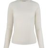 Women Autumn Cashmere Sweaters | Rib Crew Chalk