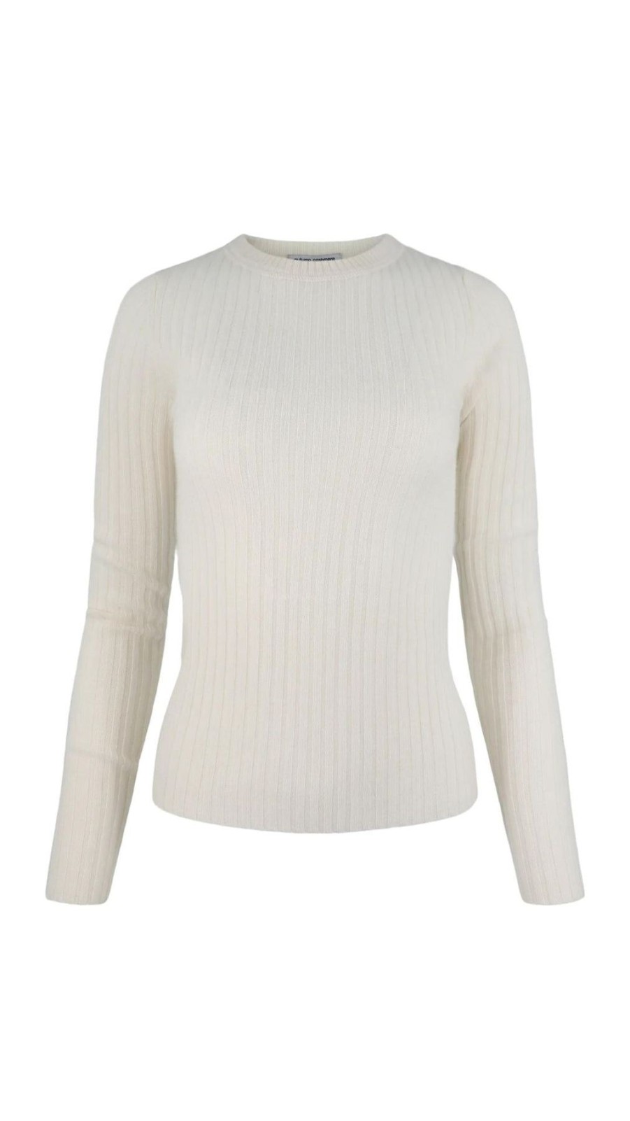 Women Autumn Cashmere Sweaters | Rib Crew Chalk