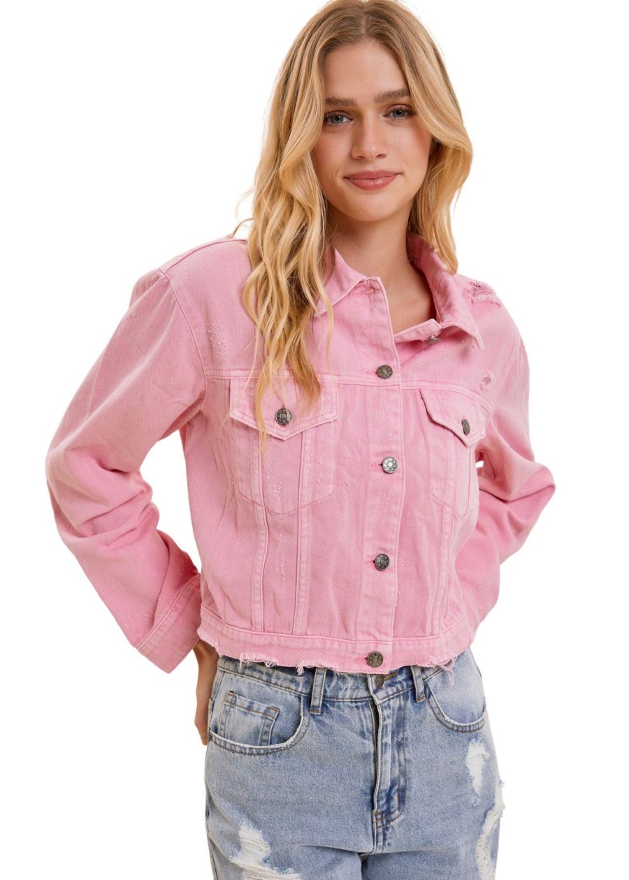 Women Anna Rae Denim Jackets | Demi Denim Jacket Light Pink