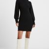 Women French Connection Mini | Vhari Ribbed Crew Neck Mini Dress Black