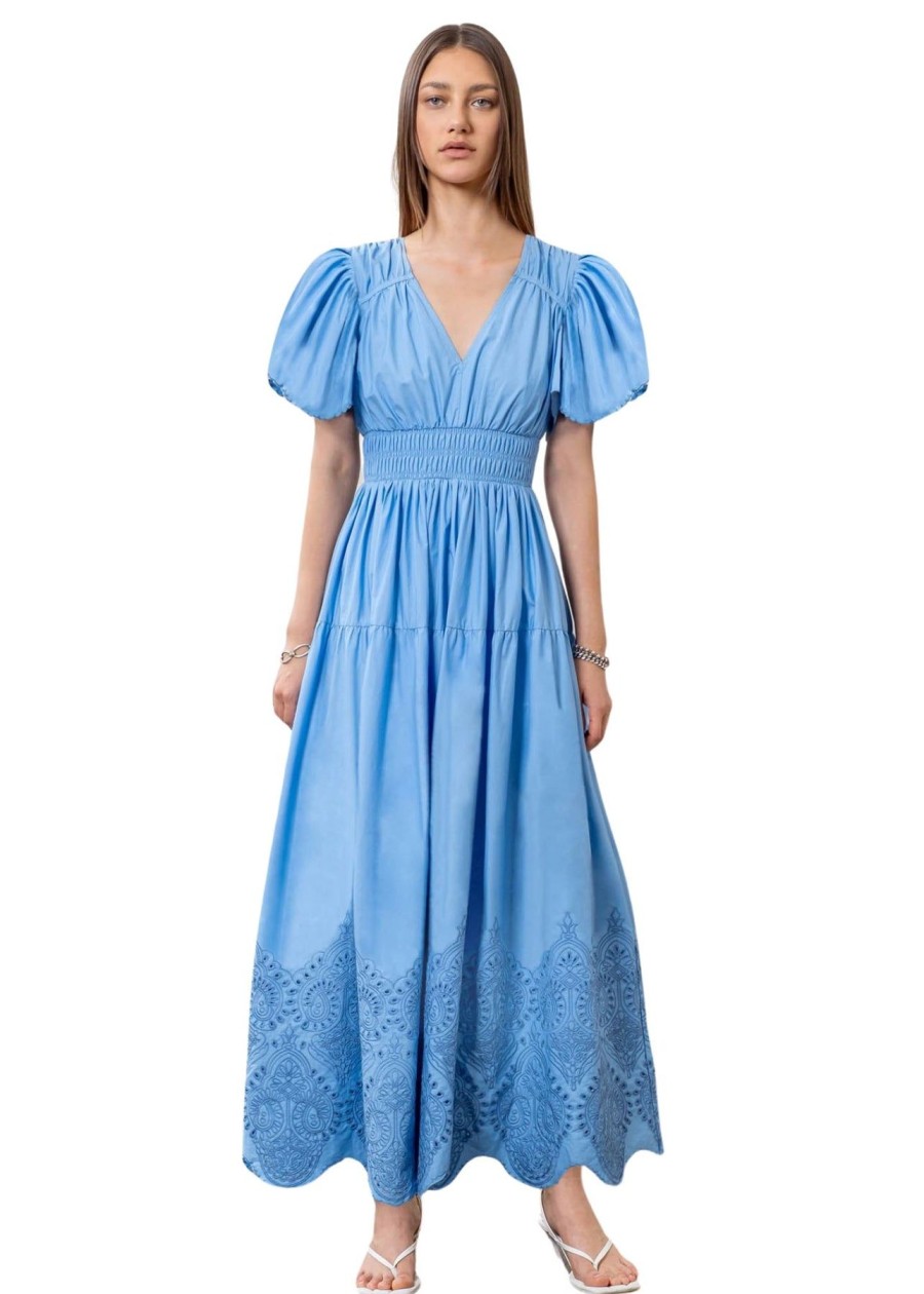 Women Anna Rae Wedding Guest | Annalise Eyelet Dress Light Blue