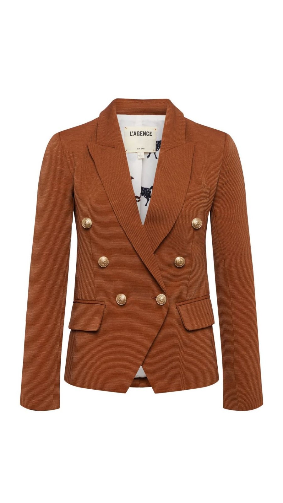 Women L'AGENCE Blazers | Kenzie Double Breasted Blazer Fawn/Ivory Lg Horse