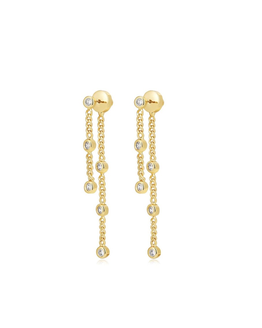 Women Luv AJ Earrings | Estelle Double Chain Studs