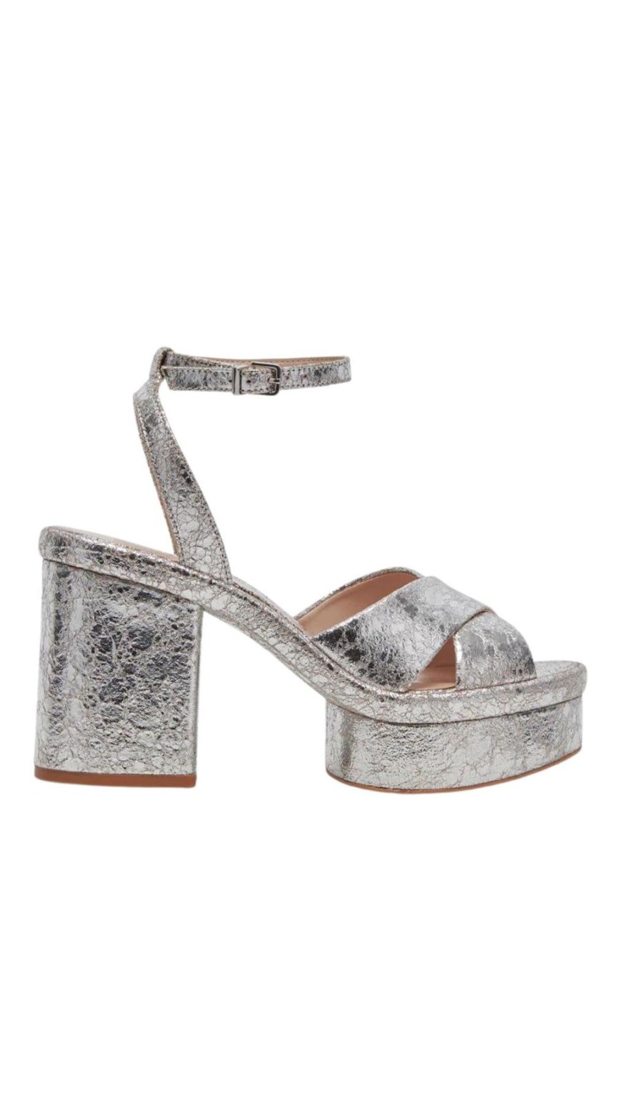 Women Dolce Vita Sandals | Laisha Leather Heel Silver Distressed