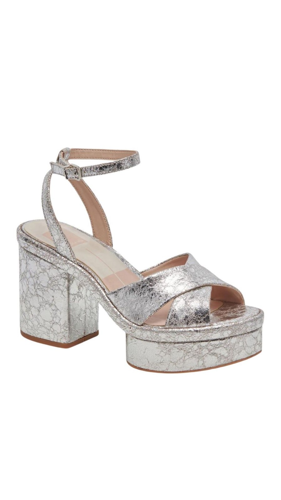 Women Dolce Vita Sandals | Laisha Leather Heel Silver Distressed