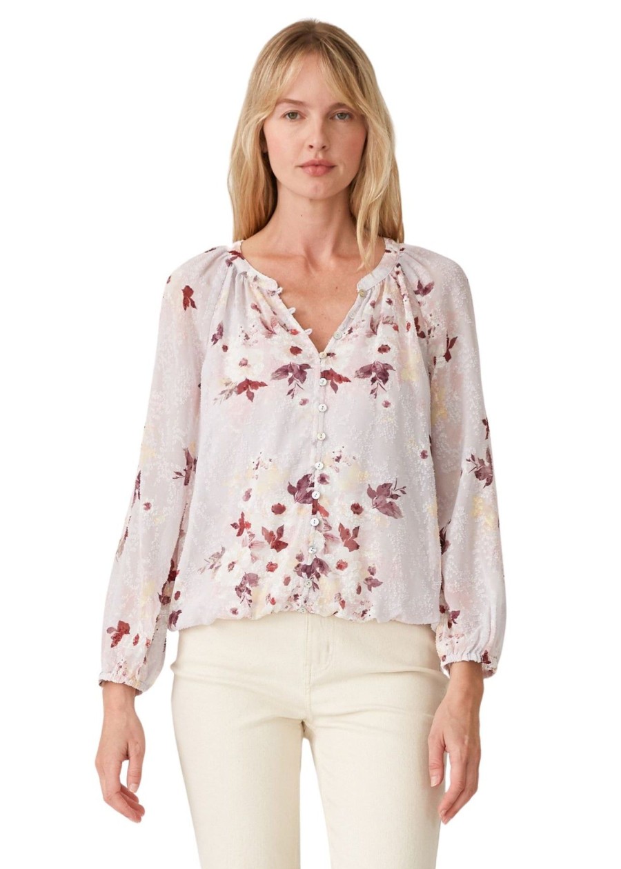 Women Anna Rae Shirts & Blouses | Jenni Floral Blouse Dusty Blush/Wine