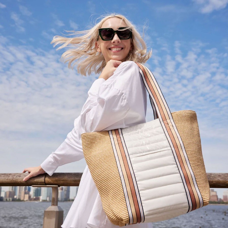 Women Think Royln Handbags | Sunset Tote White Patent