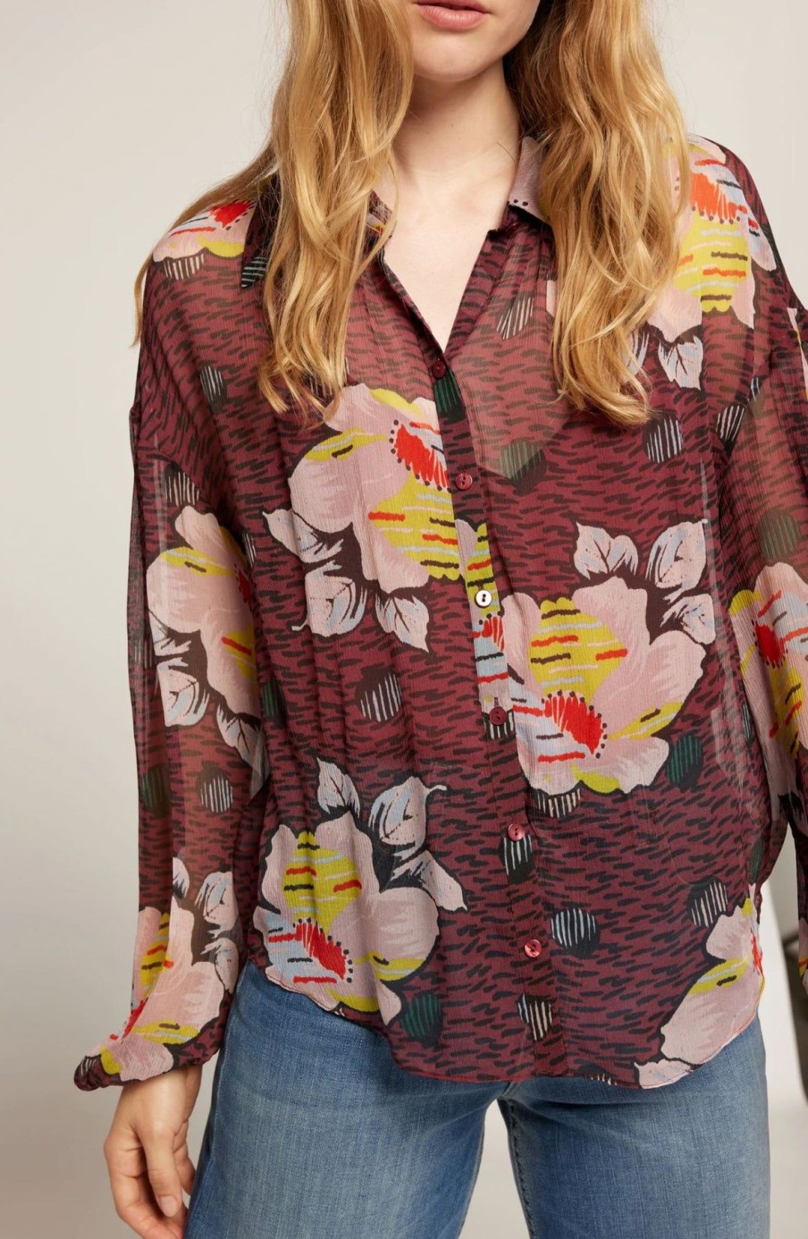 Women Joie Shirts & Blouses | Matilda Blouse Oxblood Multi