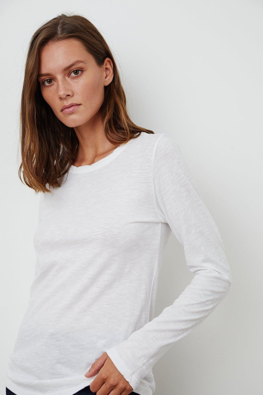 Women Velvet Tees & Tanks | Lizzie Tee White