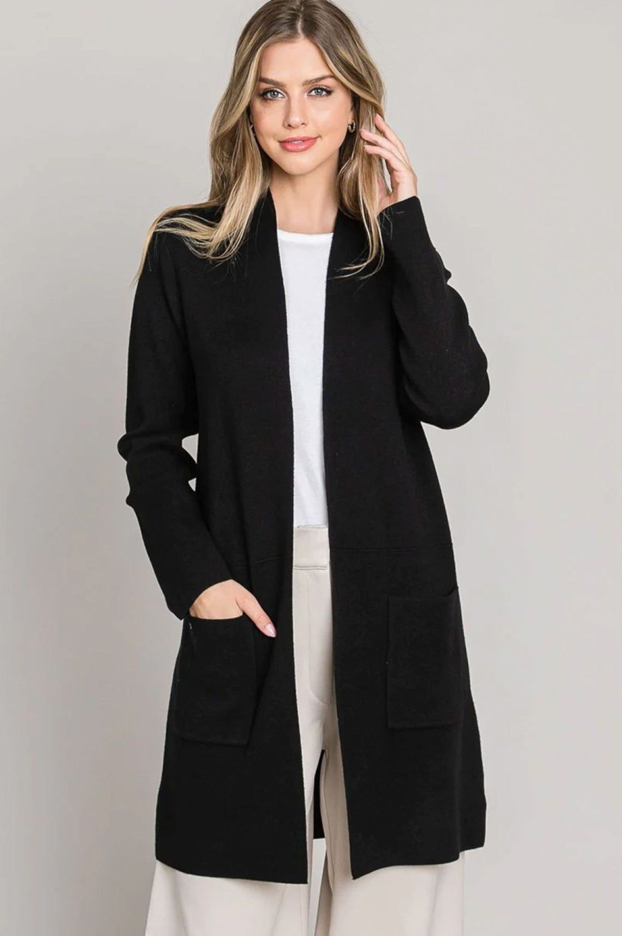 Women Kendall Lane Sweaters | Maya Knit Cardigan Black