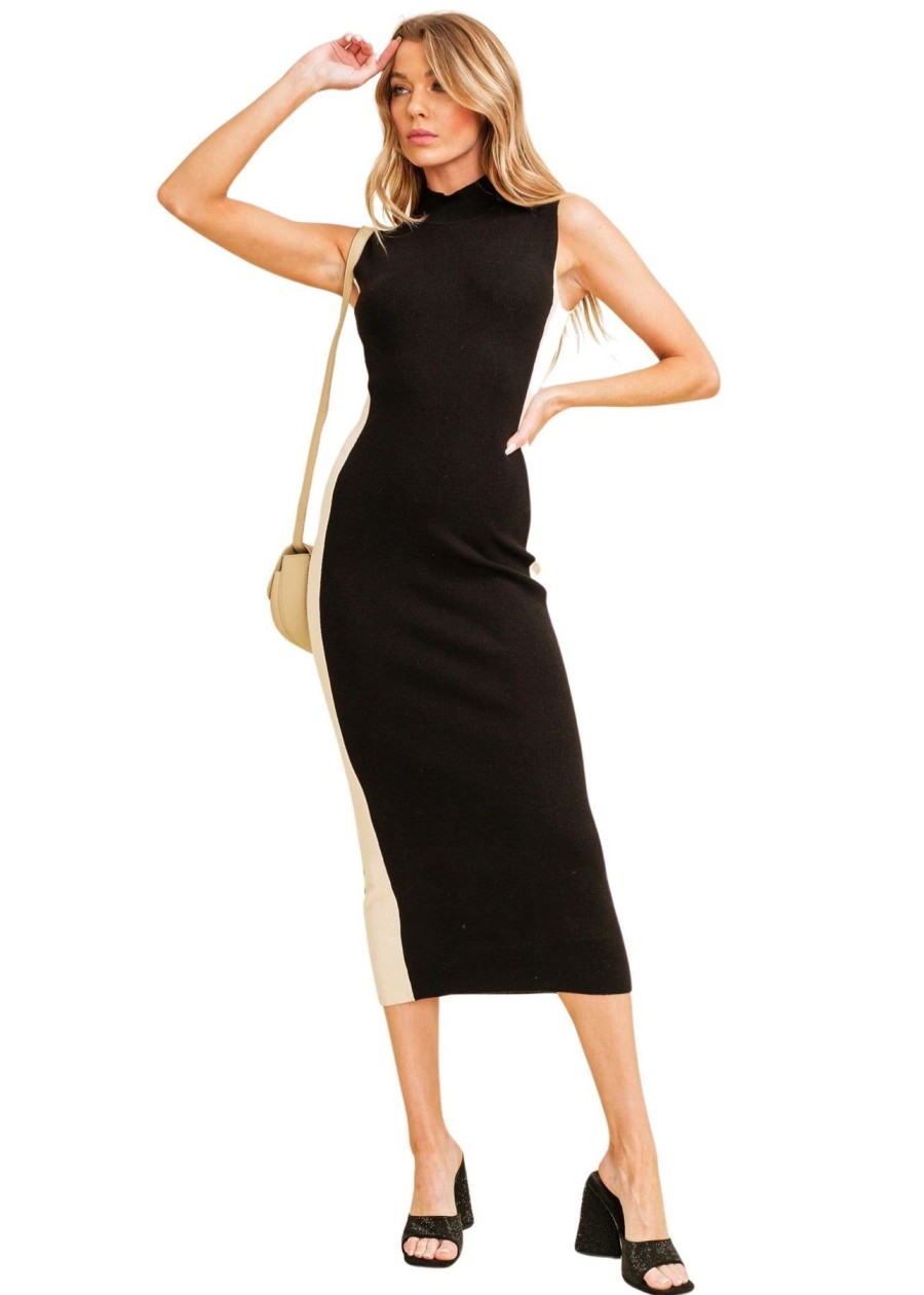 Women Kendall Lane Casual | Carmin Midi Dress Black/Cream