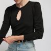 Women NATION LTD Shirts & Blouses | Dania Tee With Keyhole Jet Black