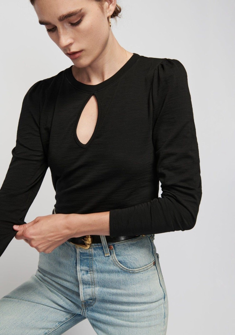 Women NATION LTD Shirts & Blouses | Dania Tee With Keyhole Jet Black