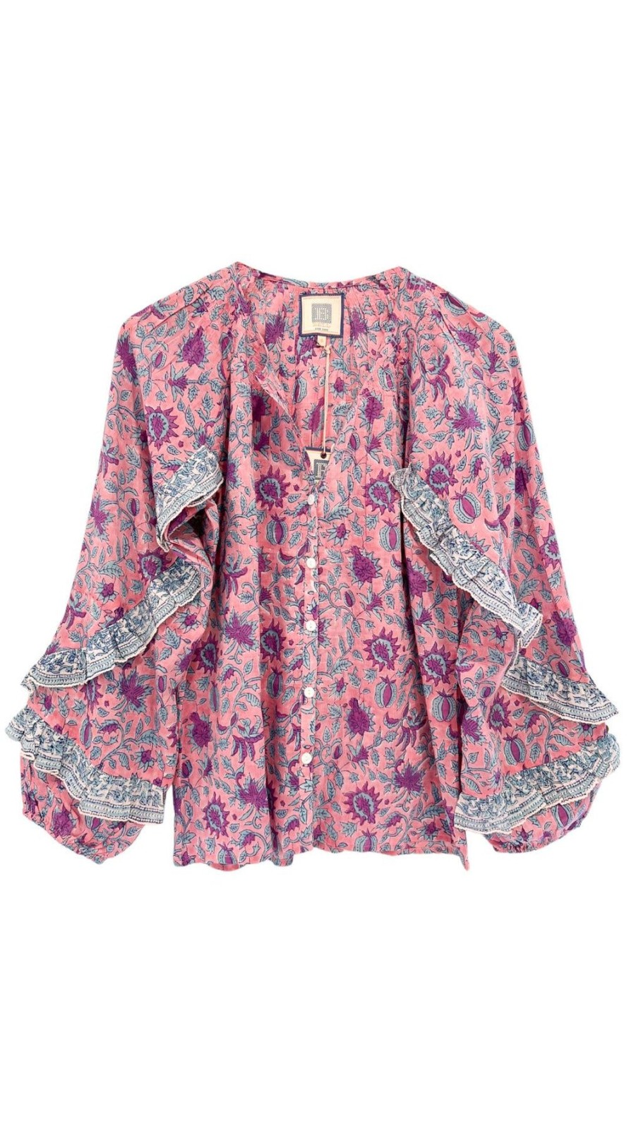 Women BELL by Alicia Bell Shirts & Blouses | Callie Blouse Pink Purple Floral