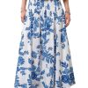 Women Anna Rae Skirts | Kari Floral Smocked Skirt Blue Multi