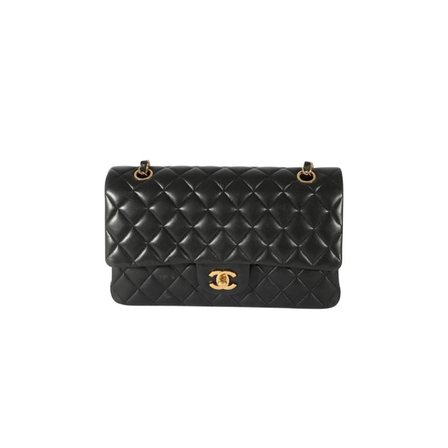 Women Uniquities Vintage Accessories | Vintage Chanel Lambskin Medium Classic Double Flap Bag Black