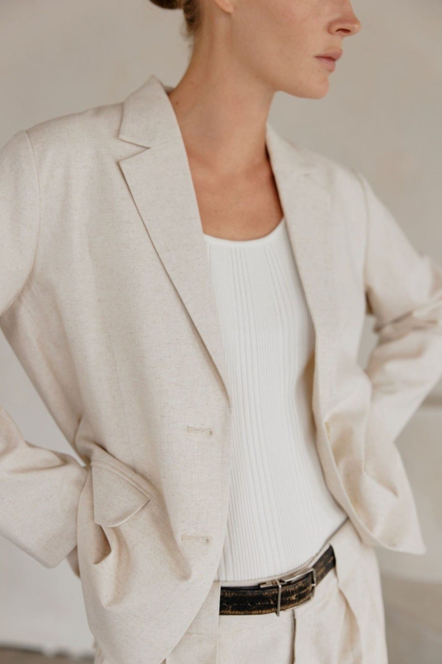 Women Anna Rae Blazers | Preston Blazer Natural