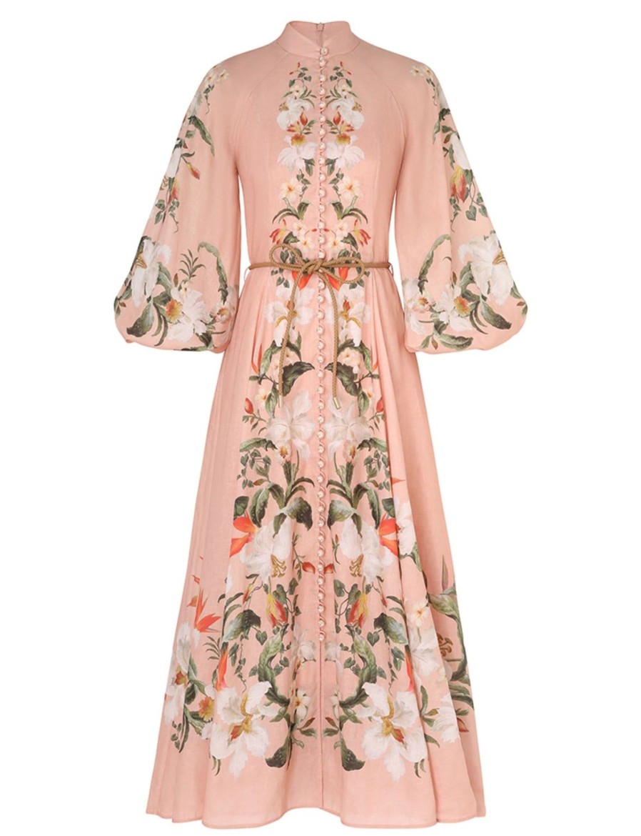 Women Zimmermann Vacation | Lexi Billow Long Dress Pink Palm