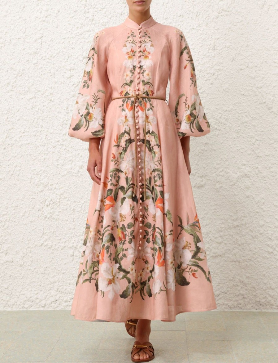 Women Zimmermann Vacation | Lexi Billow Long Dress Pink Palm