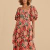 Women FARM Rio Vacation | Pineapple Bloom Midi Dress Red