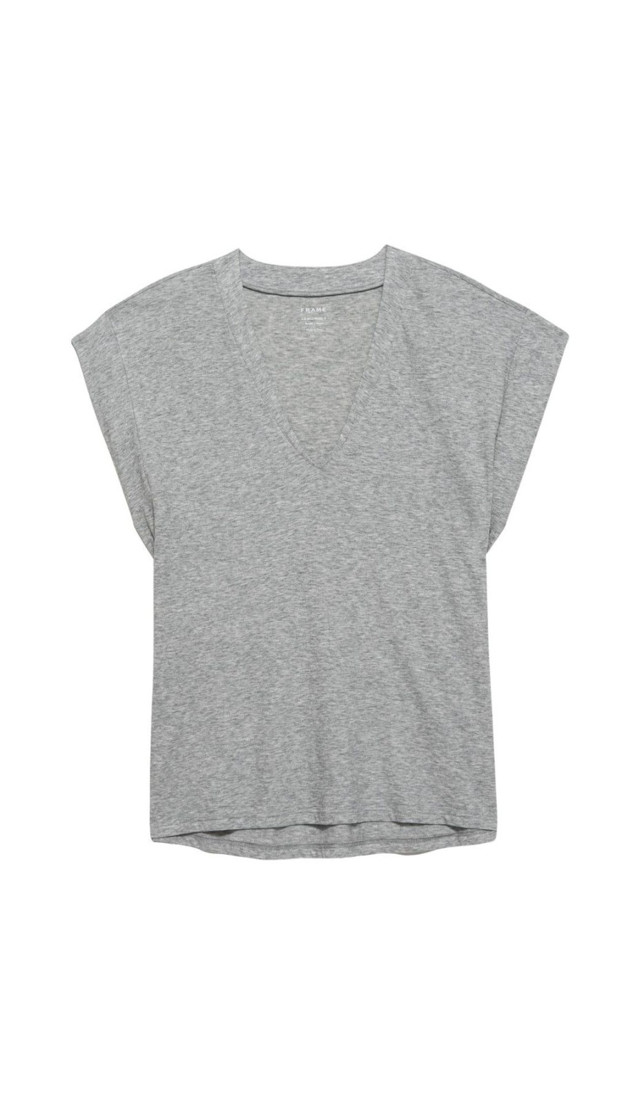 Women FRAME Tees & Tanks | Le Mid Rise V Neck Tee Gris Heather