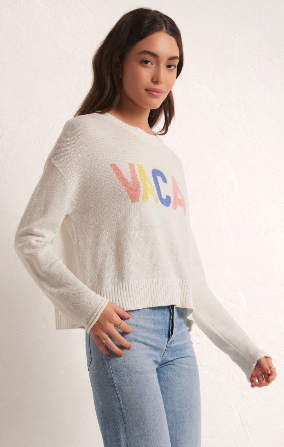 Women Z Supply Sweaters | Sienna Vacay Sweater White