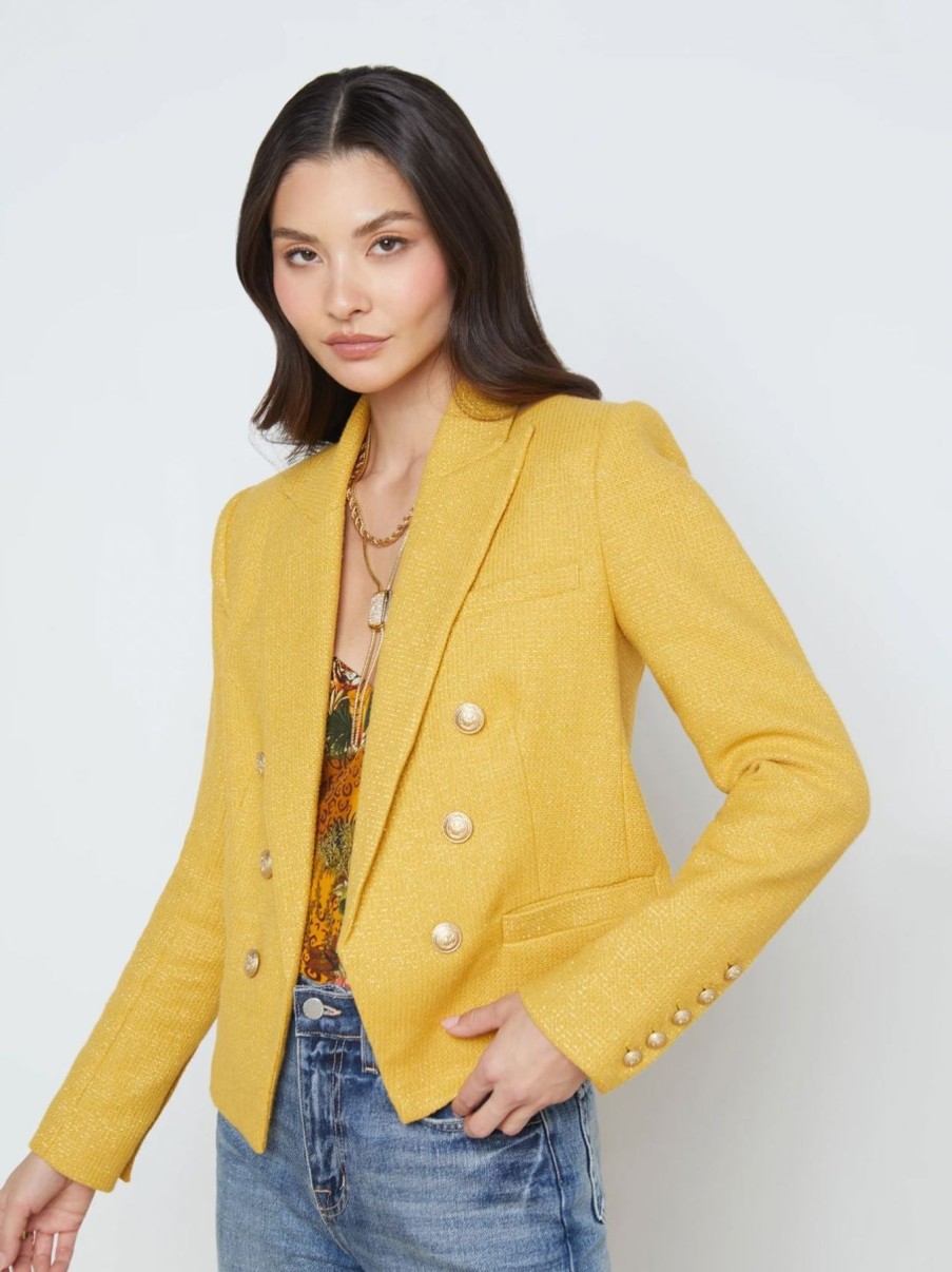 Women L'AGENCE Blazers | Brooke Blazer Citrine/Gold