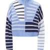 Women STAUD Sweaters | Cropped Hampton Sweater Adriatic Stripe