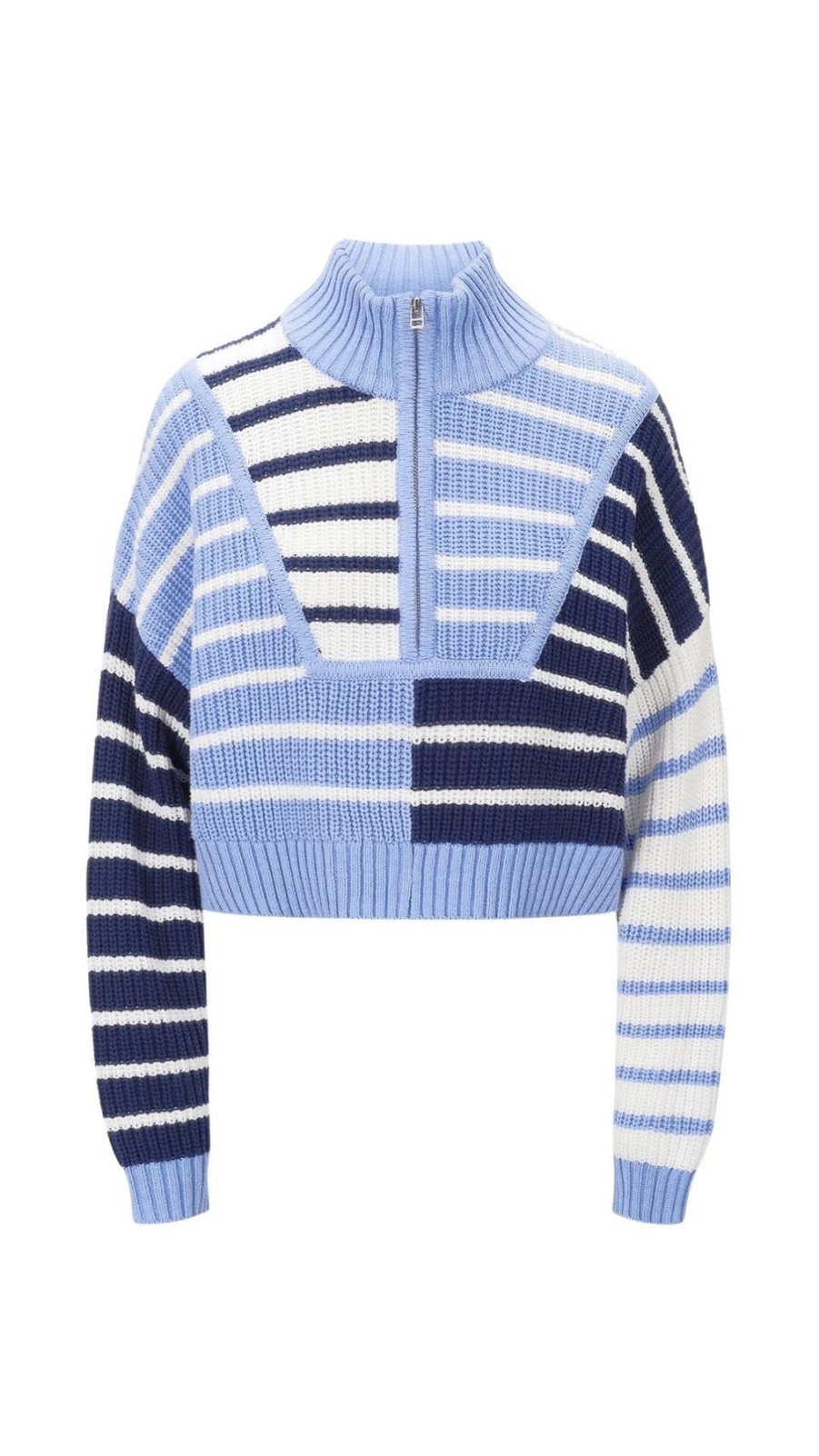 Women STAUD Sweaters | Cropped Hampton Sweater Adriatic Stripe