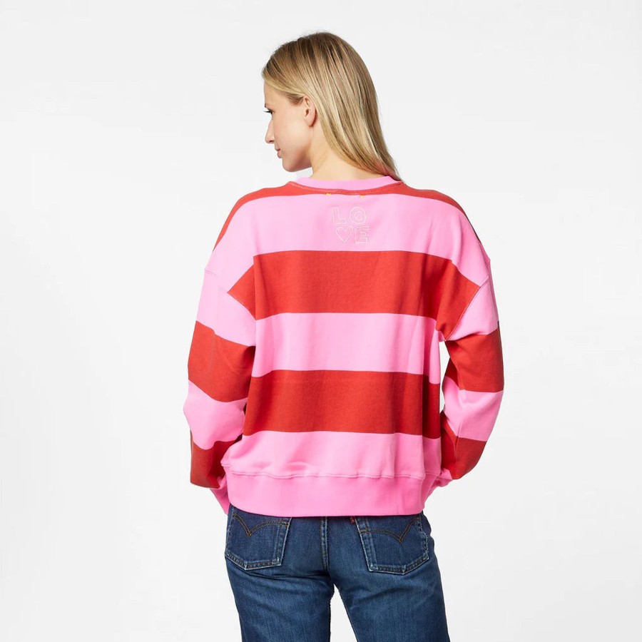 Women Kerri Rosenthal Sweaters | Boyfriend Stripes Sweatshirt Cherri