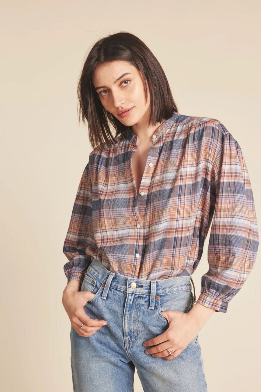 Women Trovata Shirts & Blouses | Lily Blouse Eclipse Plaid