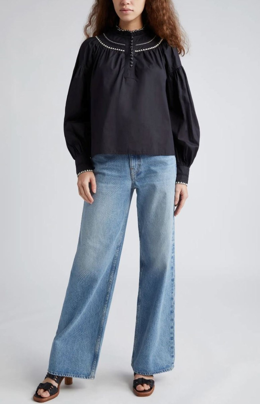 Women Ulla Johnson Shirts & Blouses | Lennie Blouse Noir