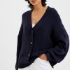 Women French Connection Sweaters | Babysoft Cable Knit Cardigan Duchess Blue