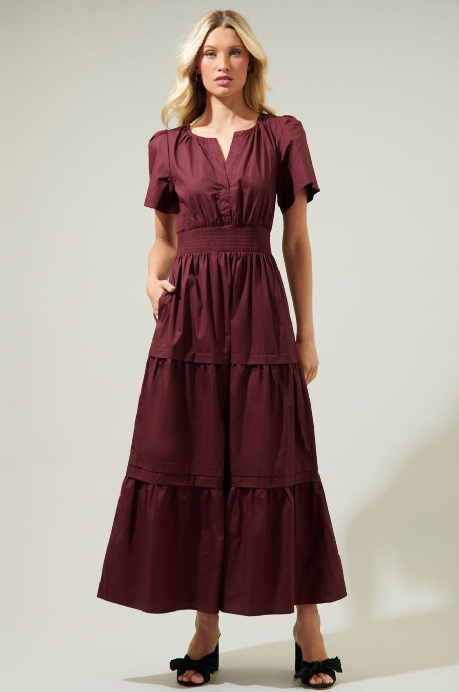 Women Anna Rae Midi & Maxi | Dahlia Dress Merlot