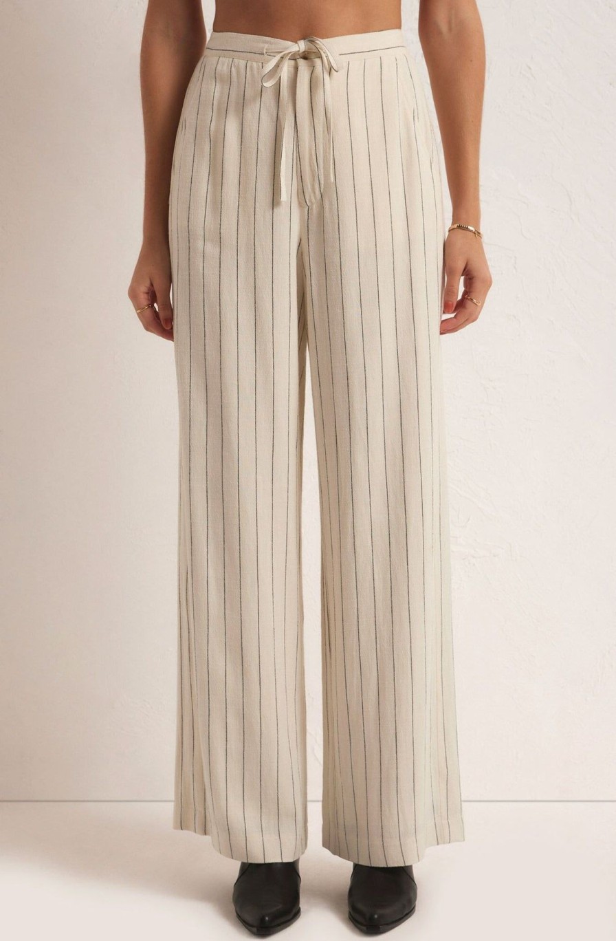 Women Z Supply Pants | Cortez Pinstripe Pant Sandstone