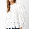 Women Kendall Lane Shirts & Blouses | Leslie Eyelet Top White